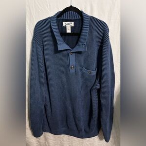 Duluth‎ Trading Co Button Neck Blue Sweater with Collar Mens 2XL